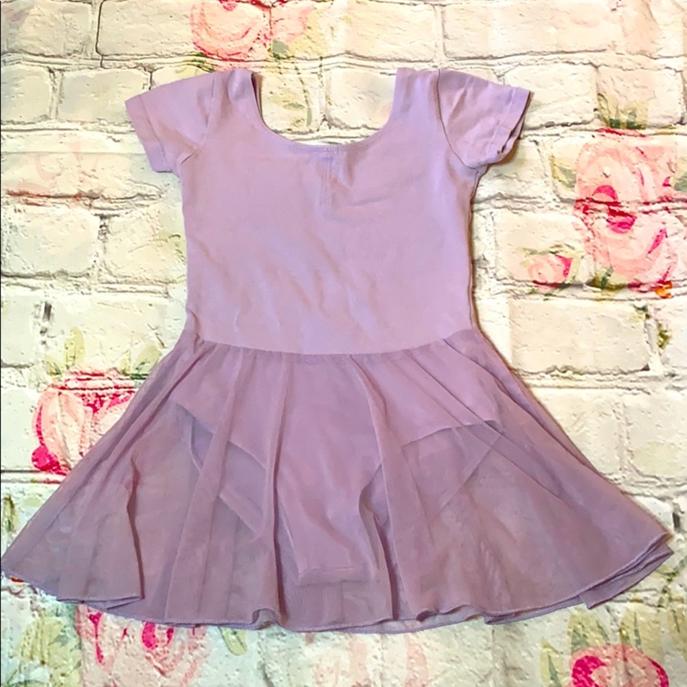 Little Girls Purple Leotard with Skirt